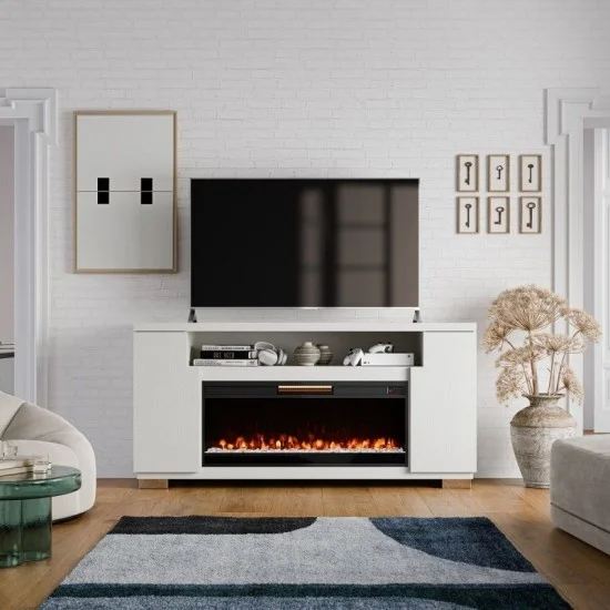 Contemporary Oak Console 86" Tv - White
